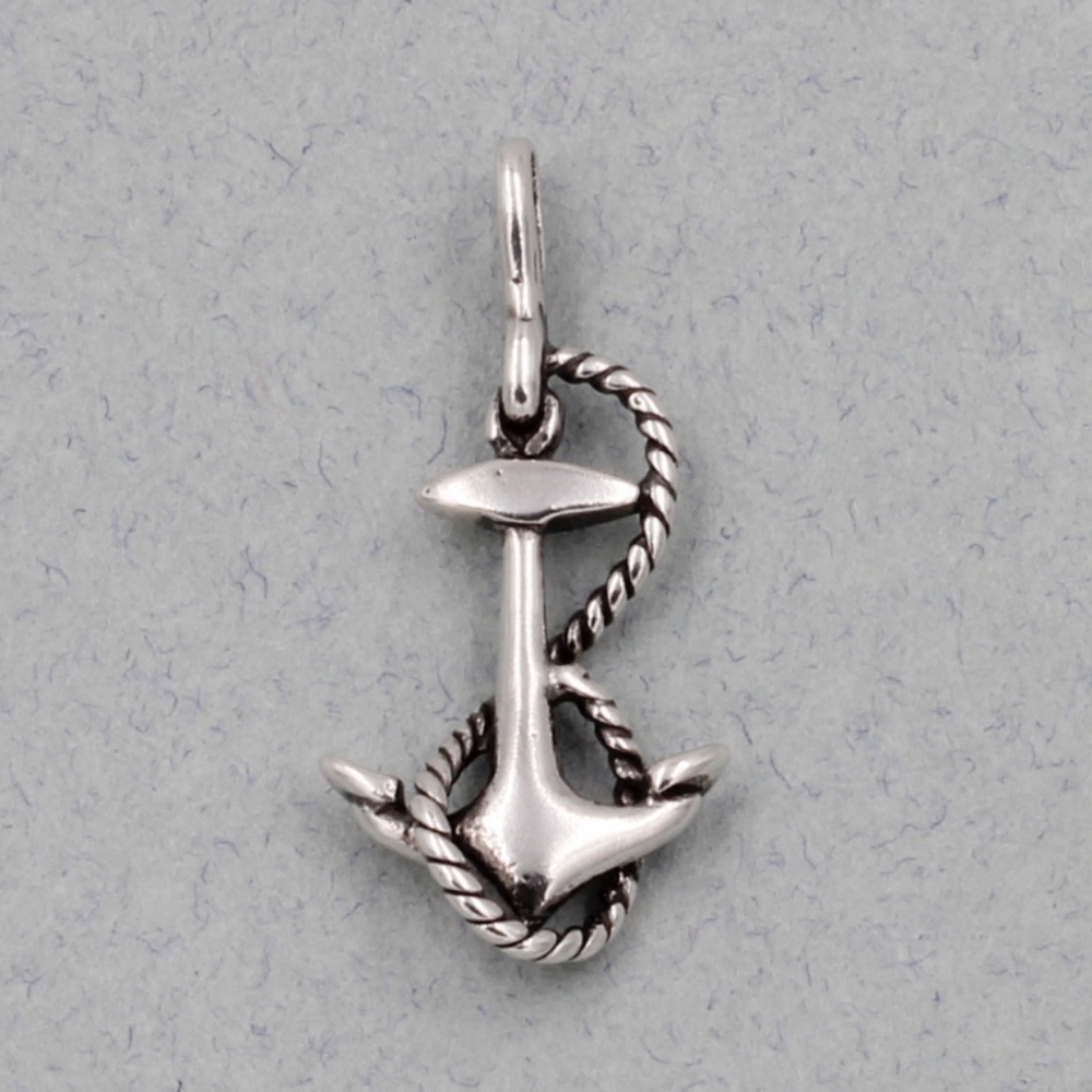 3D Rope Anchor Charm 925 Sterling Silver